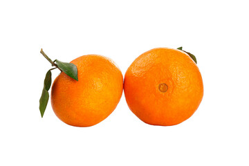 Fresh Oranges with Leaves Isolated on White Background - Healthy Citrus Fruit