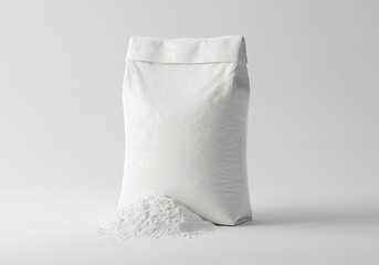 Bag of Flour with Pile on White Background