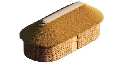 african hut 3d model ancient village thatch home, isolated on transparent background