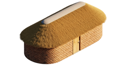 african hut 3d model ancient village thatch home, isolated on transparent background