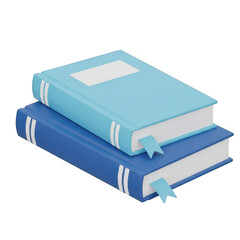 Two stacked books with blue covers and bookmarks symbolizing knowledge and learning