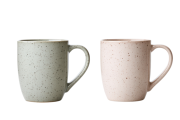 Ceramic Mug Duo: Two simple ceramic mugs, presented as a perfect pairing to elevate your morning coffee or cozy evening tea