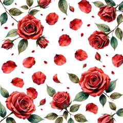 Fototapeta premium Elegant Red Rose Floral Pattern