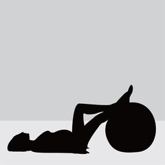 Silhouette of a woman in a Pilates pose, a fitness exercise. Illustration design.