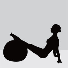 Silhouette of a woman in a Pilates pose, a fitness exercise. Illustration design.