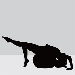 Silhouette of a woman in a Pilates pose, a fitness exercise. Illustration design.