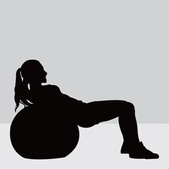 Silhouette of a woman in a Pilates pose, a fitness exercise. Illustration design.