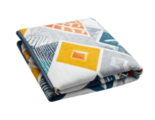 3D Folded Patterned Throw Blanket, Isolated on Transparent Background PNG