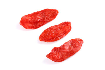 Dried Goji Berries Superfood on White Background - Healthy Nutrition Antioxidant Wolfberries