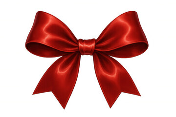 Elegant red silk ribbon tied in a bow, isolated on a transparent background, perfect for adding a touch of sophistication to designs