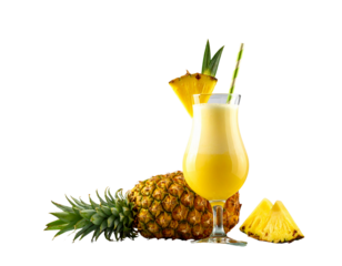 High-resolution 8K PNG of a vibrant pina colada in a clear glass, pineapple wedge a 433892