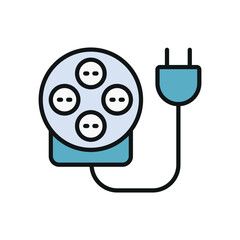 Extension cord icon in color with line for modern electricity and home content.