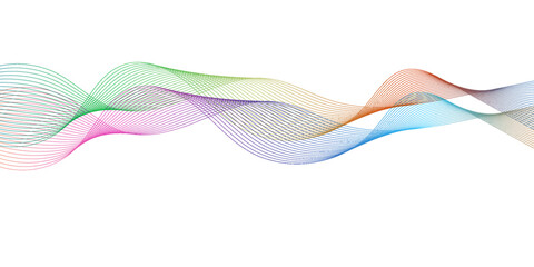 Abstract backdrop with smoth wave gradient lines on white background. Modern technology background. Vector illustration.