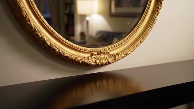 Golden Mirror Reflections of Elegance and Interior Design