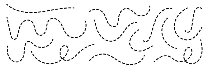 Path travel dotted line trip dashed trace destination track plan and silhouette, travelling symbol . Transport dot path lines traces tourism design vector illustration on white background