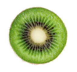 Close-up kiwi slice, vibrant green