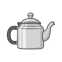 Fototapeta premium Classic Metal Teapot Illustration A Simple and Stylized Cartoon Kettle Design for Hot Beverage Concepts and Kitchenware Graphics