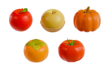 Fototapeta premium 가을 과일, 채소 3D 아이콘, set of autumn fruit, vegetables