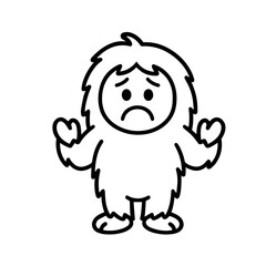 character emotion yeti sadness vector on white background Vector icon character with emotion