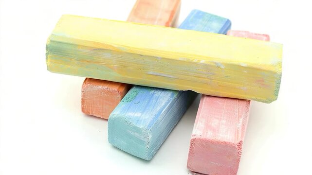 Colorful chalks stacked together in a playful arrangement