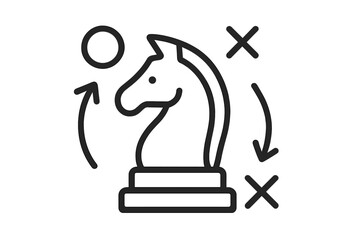 Strategic Partnership Team Icon. Chess Knight Symbol. Linear Style Vector Cartoon Illustration. Business Collaboration Concept, Decision Making, Leadership, Problem Solving, Transparent Background.