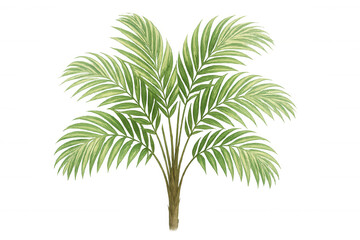Obraz premium Golden cane palm displaying variegated leaves, standing against transparent backdrop with lush, exotic tropical aesthetic
