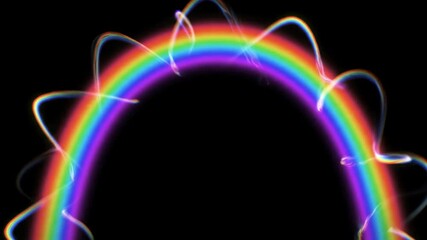 Abstract rainbow light trails pulse and expand outward from a central point in a captivating, looping motion graphic captivating, vj loop, outro