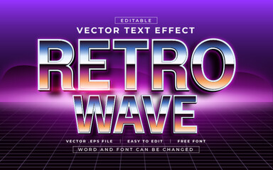 Retro Wave 3D editable text effect style