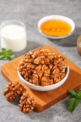 Fresh Xinjiang Walnuts with Milk and Honey - Healthy Nuts and Dried Fruit Snack Ingredients