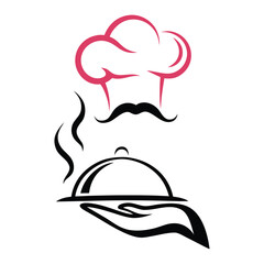 Chef's Hat and Serving Dish Logo with Steam