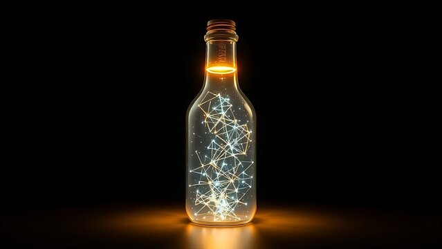 Klein bottle battery emitting self-recharging light beams, showcasing paradoxical energy loops.