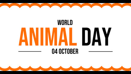 World Animals Day illustration banner template with simple typography and border design for October 4 celebration.