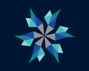 Geometric Abstract Snowflake Design on Dark Background