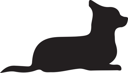 Silhouette of a dog: A minimalistic illustration capturing the elegance of a domestic canine resting in profile, a clean and simple design suitable for various uses.