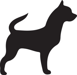 Silhouette of a Dog: A sleek, elegant black silhouette of a dog, perfectly poised, ready to embody loyalty and companionship, conveying the timeless essence of a beloved canine companion.