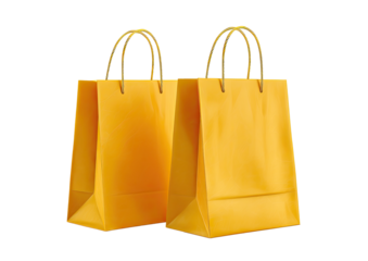 Two bright gold paper shopping bags