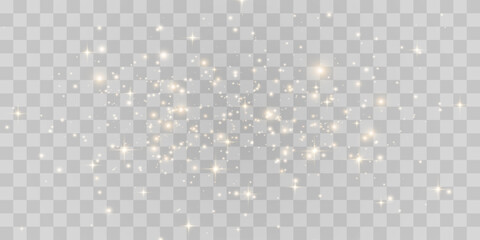 Magical light dust with a soft glow. Floating particles of light. Christmas light effect with sparkling fairy dust shining on a transparent background. Vector png