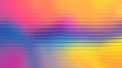 Horizontal Stripes with Blurry Pink Blue Yellow Orange Gradient Background abstract
