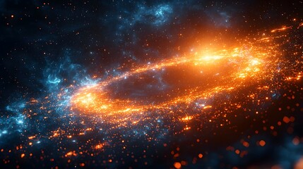 A vibrant glowing cosmic ring of stars and nebulae swirls in the deep dark expanse of space