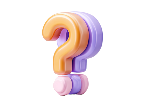 3D question mark, two-toned orange and lavender
