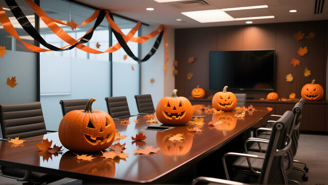 Modern halloween corporate branding materials concept for corporate presentations and marketing. Professional business design for technology and innovation content. Sophisticated workplace visualiz...