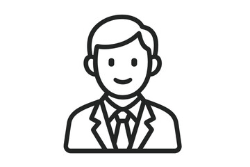 Businessman icon user avatar. Male profile pictogram. Office worker person symbol. Employee manager sign. Professional business leadership concept. Simple line art vector.