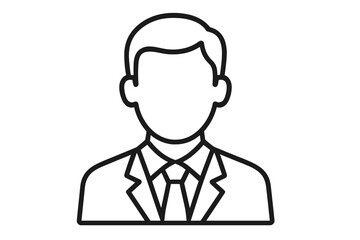 Businessman icon in a linear style. Employee or manager symbol for a business. Anonymous user profile avatar. Male person in suit. Corporate worker vector illustration.