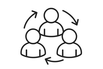 Fototapeta premium Teamwork and collaboration icon. Business communication and workflow process. Group interaction and community network. Human resources synergy and cooperation concept vector.