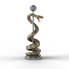 Aesculapian Staff Statue. 3D illustration