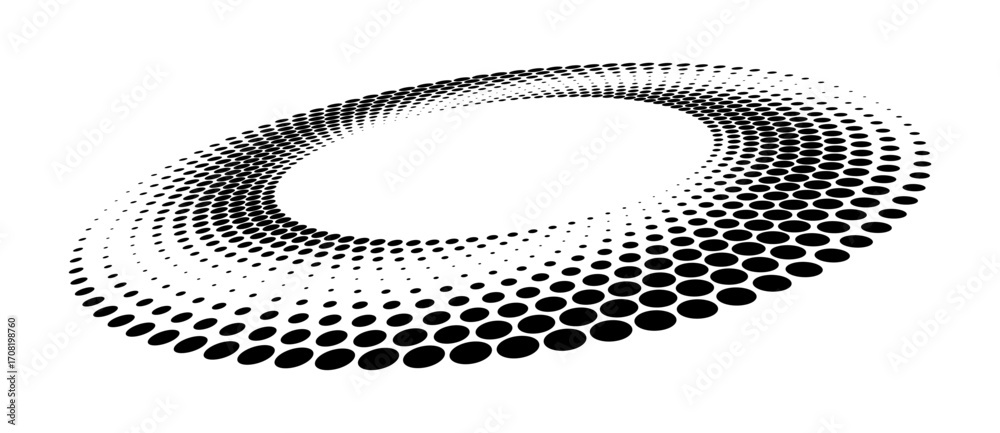 Wall mural abstract dotted vector background. halftone effect. circle dotted background or icon. spiral with pe