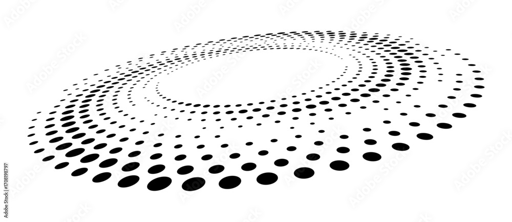 Wall mural abstract dotted vector background. halftone effect. circle dotted background or icon. spiral with pe