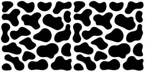 Black Cow Spots Pattern On White Background animal print
