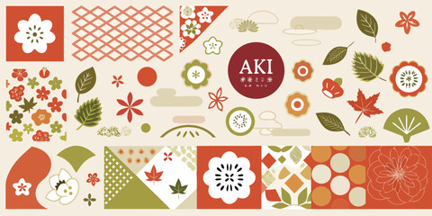 Japanese Autumn Elements And Patterns Aki fall season