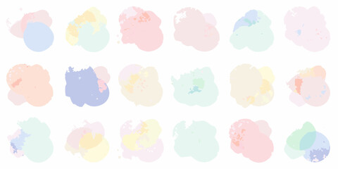 Pastel Watercolor Blobs and Splatters on White Background